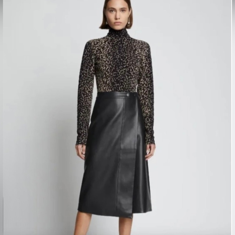 NWOT! Proenza Schouler White Label Faux Leather Wrap Skirt Black New wit…